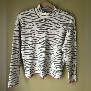 Anthropologie Black and White Zebra Turtleneck Sweater